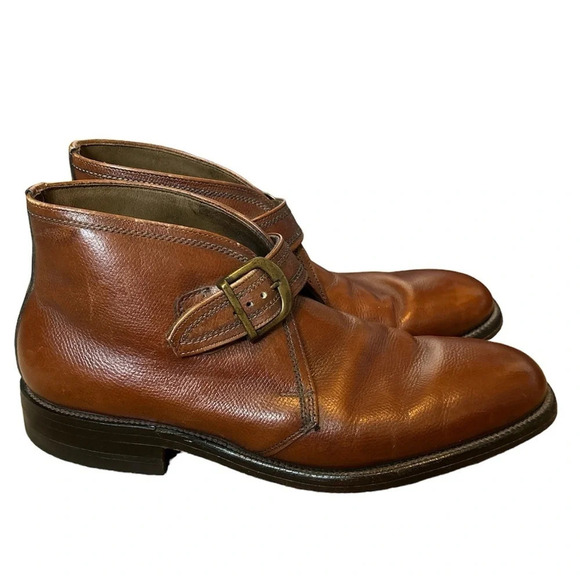 Allen Edmonds men’s brown front buckle leather boots size 8D